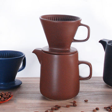 4" D x 5" H Ceramic Coffee Dripper Pot (JHCD2-BR)