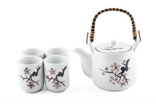 White and Pink Blossom Tea Set with 4 Cups
