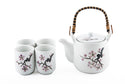 White and Pink Blossom Tea Set with 4 Cups