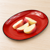 H-5061 glossy red oval lacquer plate with apple wedges