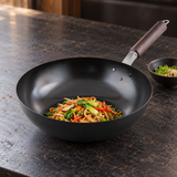 11.81" Iron Frying Pan with a finished food preparation