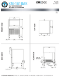 Hoshizaki KM-161BAK official dimensions, adjustable legs, door movement and utilities