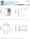 Hoshizaki KM-322MAK, KM-522MAK and KM-622MAK official shared head dimensions and utility connections