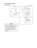 Hoshizaki KMS-1402MLJ original manual dimensional drawing with connections, installed bin control and bottom opening