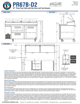 Hoshizaki PR67B-D2 official dimension and construction sheet