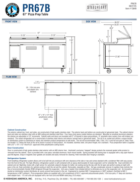 Hoshizaki PR67B official dimension and construction sheet