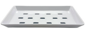 MELAMINE PLATE W/ HOLES (WHITE) 8-3/4X5"