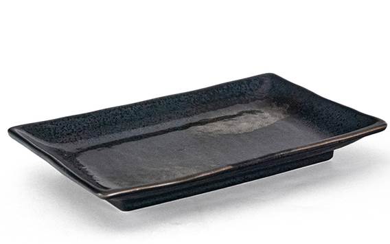 8-1/4 x5-1/8" Rectangular Porcelain Plate, Black