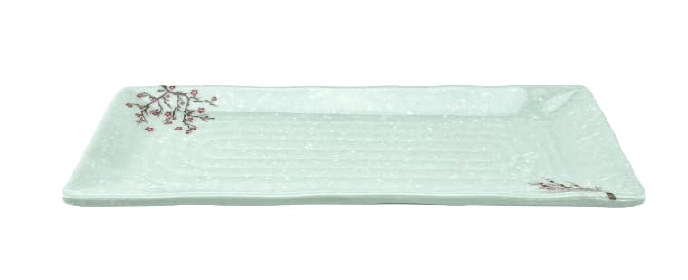 Melamine Rectangular Plate 10-3/8" x 4-1/2" x 3/4"H, Plum Blossom