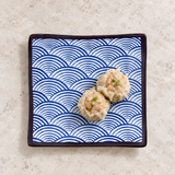 Blue wave square melamine plate with steamed dumplings