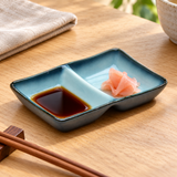 JX152-S blue and black rectangular, divided with soy sauce and pickled ginger