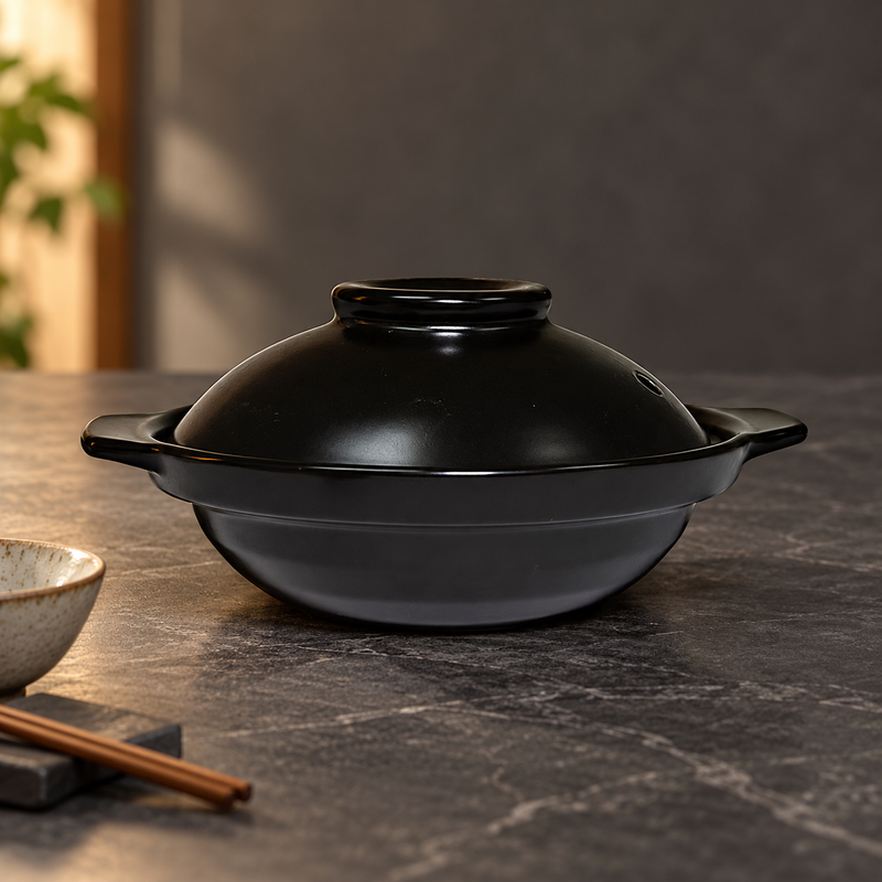C4-BK donabe in a dining table setting