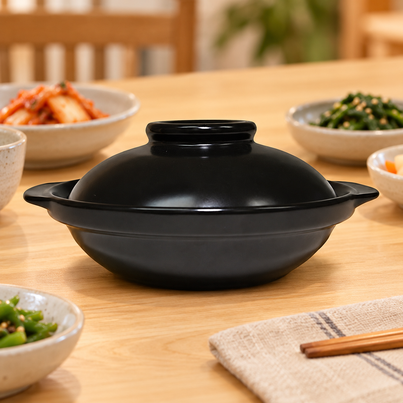 C5-BK donabe in a dining table setting