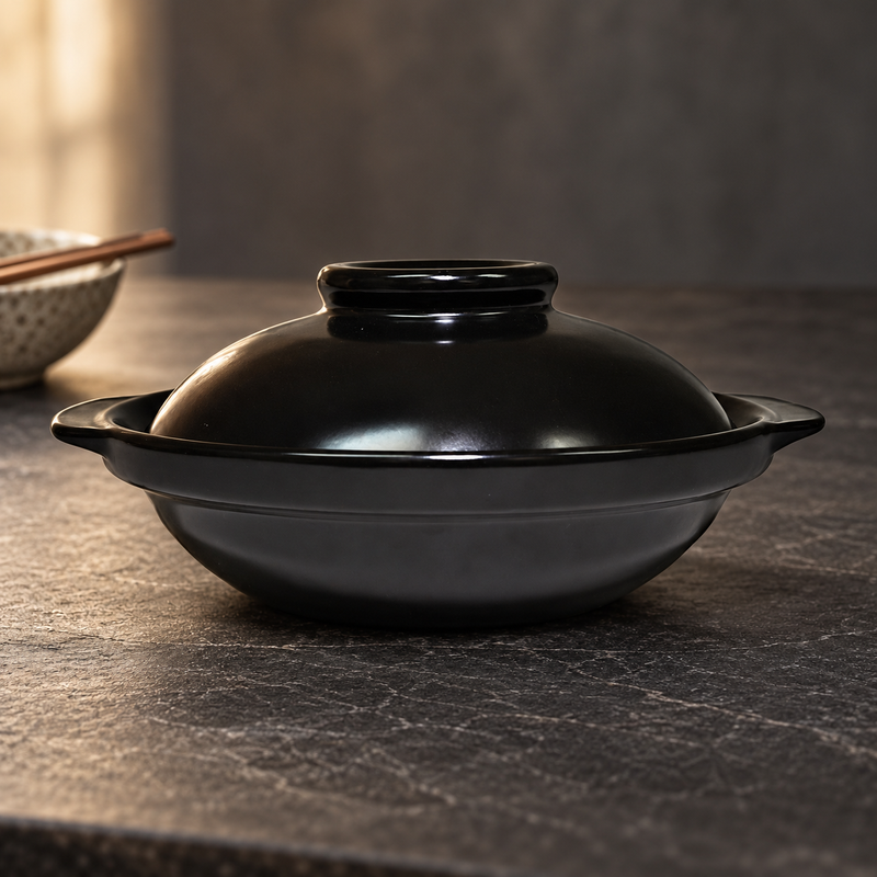 C5-BK donabe in a dining table setting