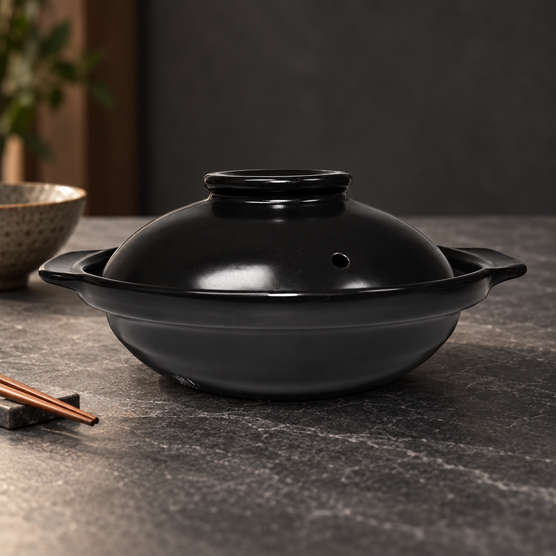 C6-BK donabe in a dining table setting
