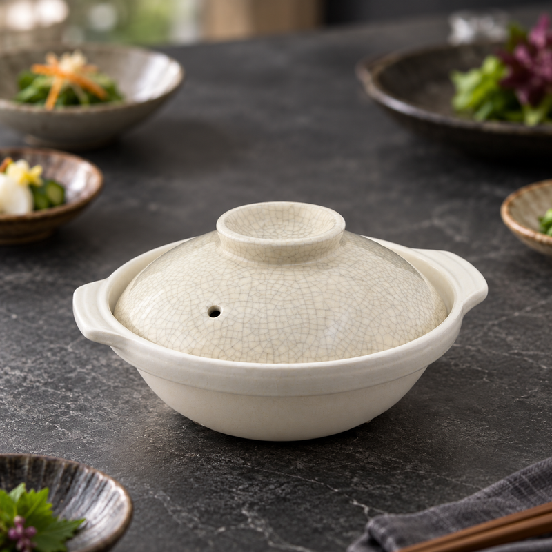 D8-K donabe in a restaurant table setting