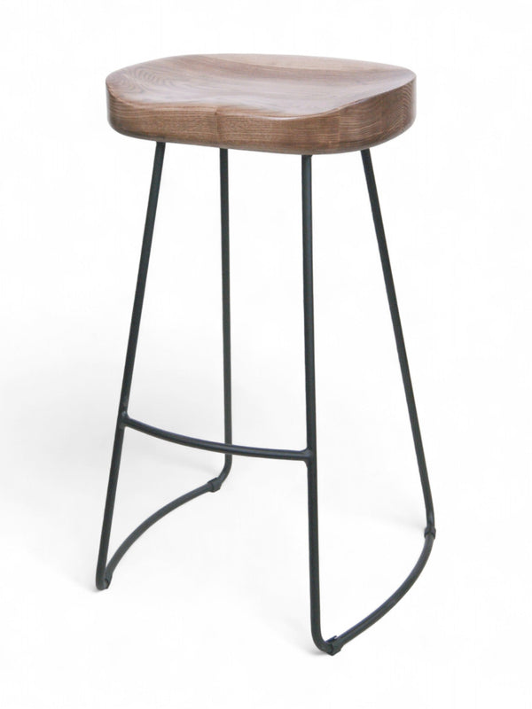 Steel Frame Restaurant Barstool with Ashwood Seat