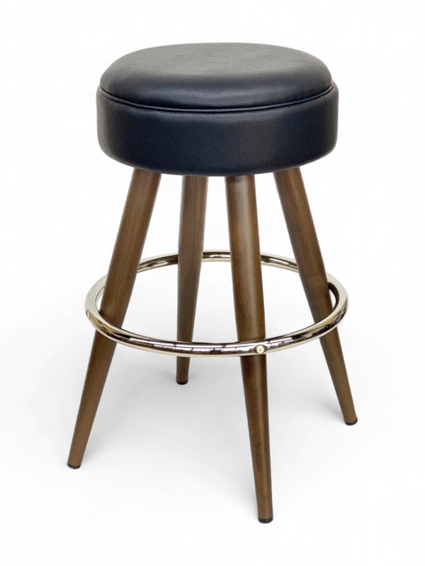 Walnut Wood-Grain Metal Swivel Restaurant Barstool