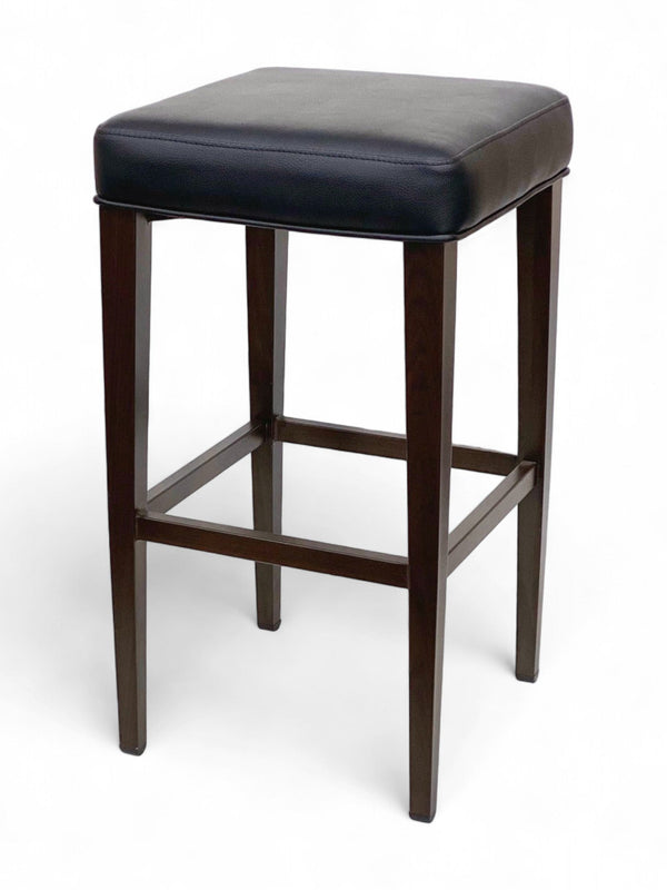 Espresso Metal Restaurant Barstool with Black Padded Seat