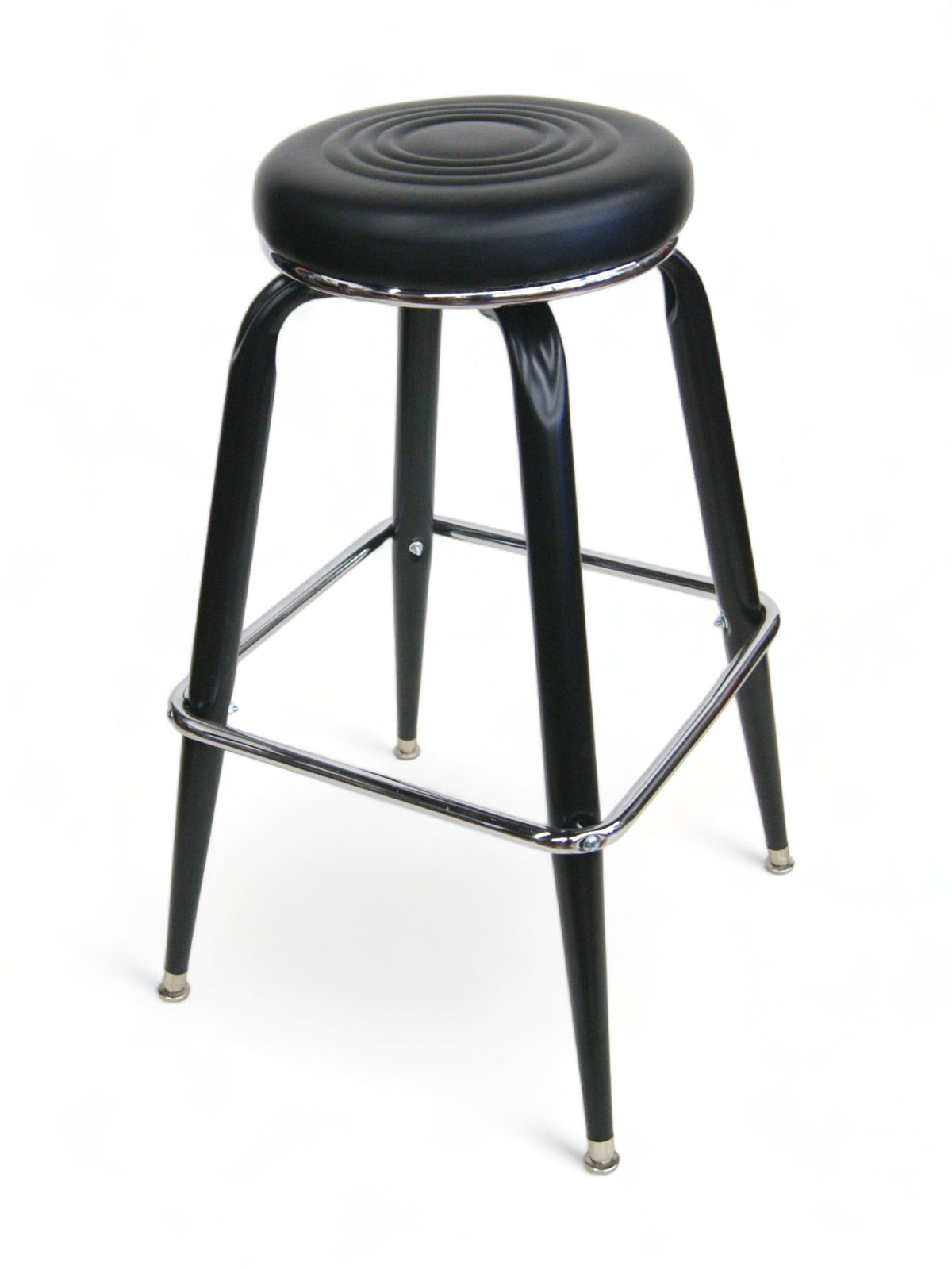 Black Metal Swivel Restaurant Barstool with Black Round Seat