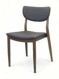 Upholstered Restaurant Chair with Walnut Wood-Grain Metal Frame – Brown