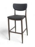Upholstered Restaurant Barstool with Walnut Wood-Grain Metal Frame – Brown