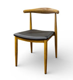 Black Padded Seat Restaurant Chair with Wood-Grain Metal Frame – Oak