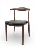 Black Padded Seat Restaurant Chair with Wood-Grain Metal Frame – Walnut
