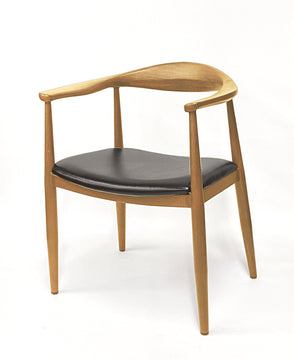 Black Padded Seat Restaurant Armchair with Wood-Grain Metal Frame – Oak