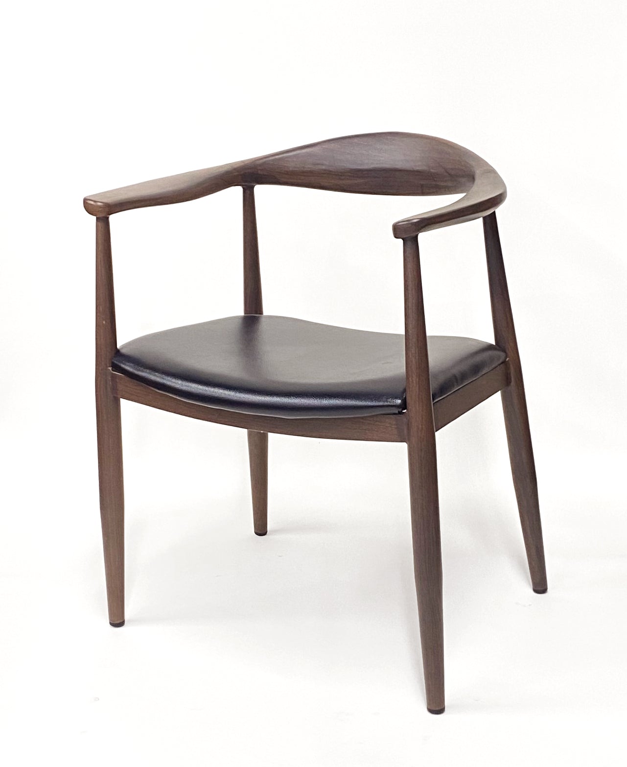 Black Padded Seat Restaurant Armchair with Wood-Grain Metal Frame – Walnut
