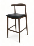 Black Padded Seat Restaurant Barstool with Wood-Grain Metal Frame – Walnut