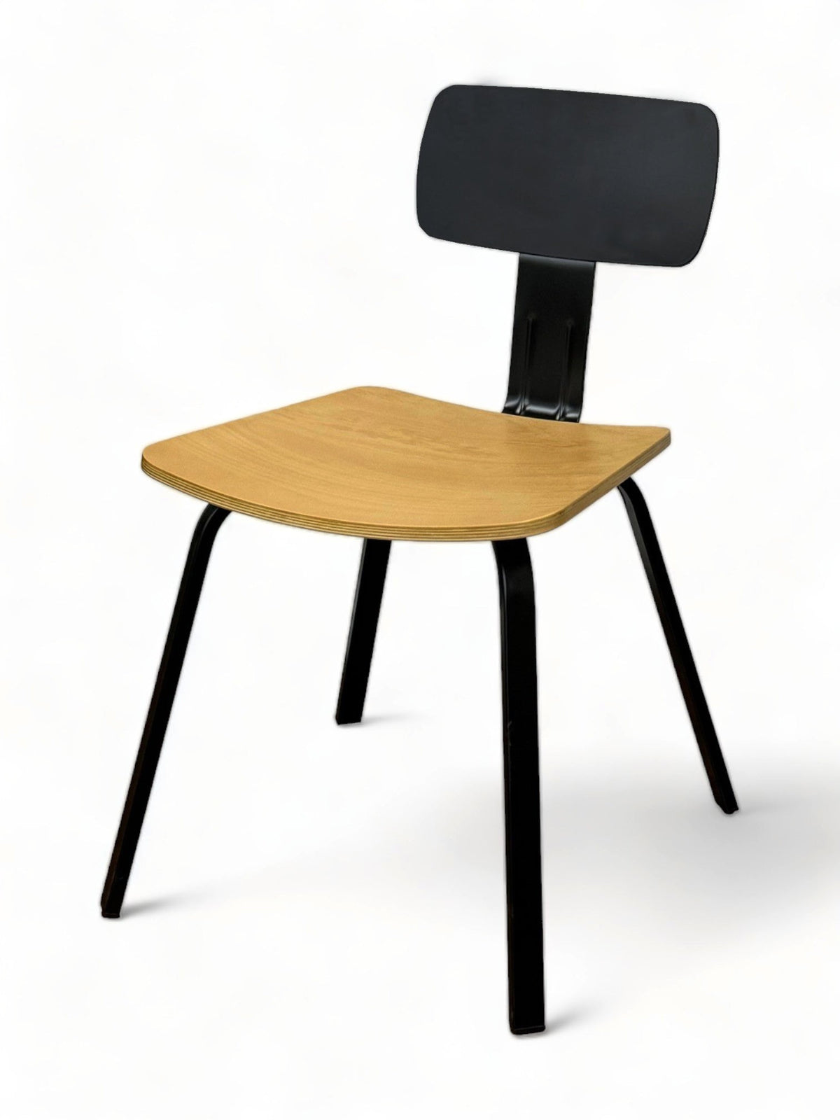 Black Metal Restaurant Chair with Natural Plywood Seat