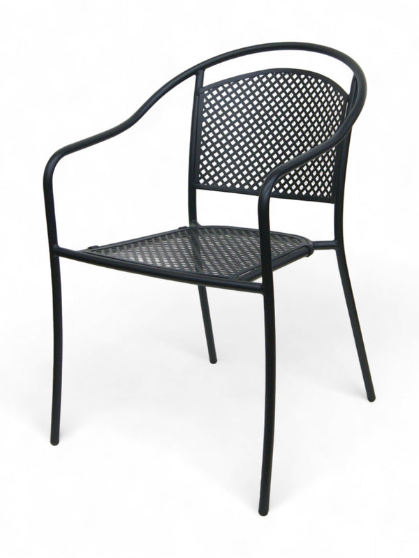 Black Stackable Metal Mesh Restaurant Armchair