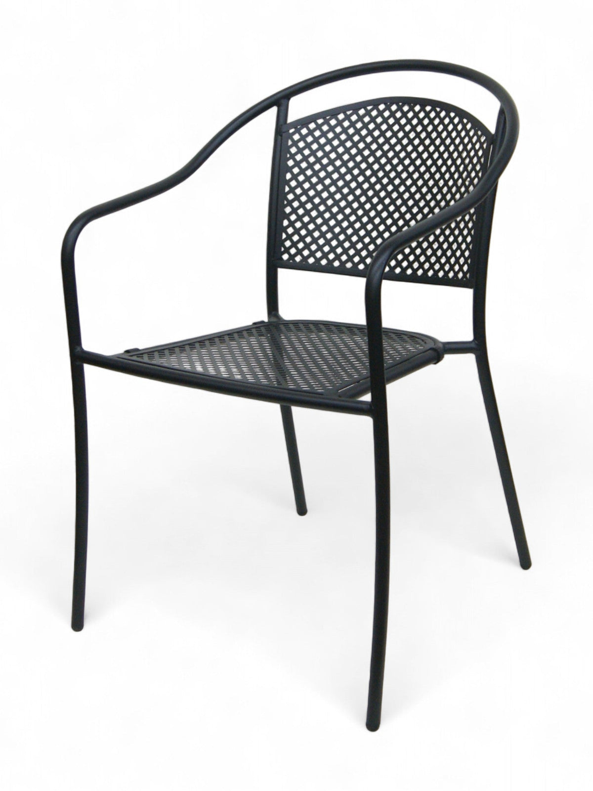 Black Stackable Metal Mesh Restaurant Armchair