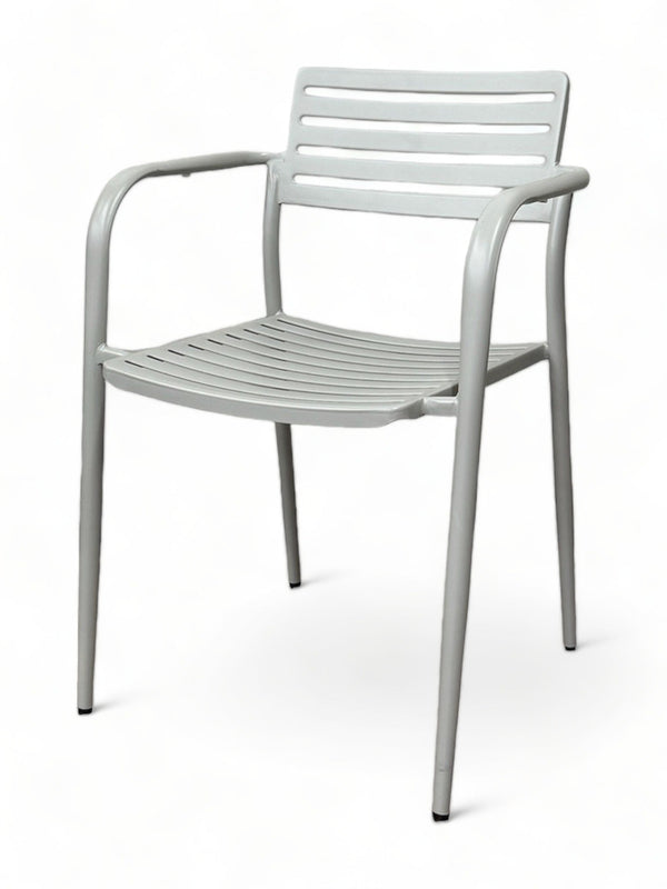 Stackable Metal Slat-Back Restaurant Armchair