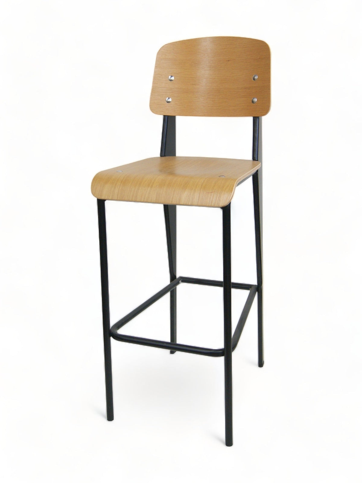Natural Plywood Seat and Back Metal Restaurant Barstool