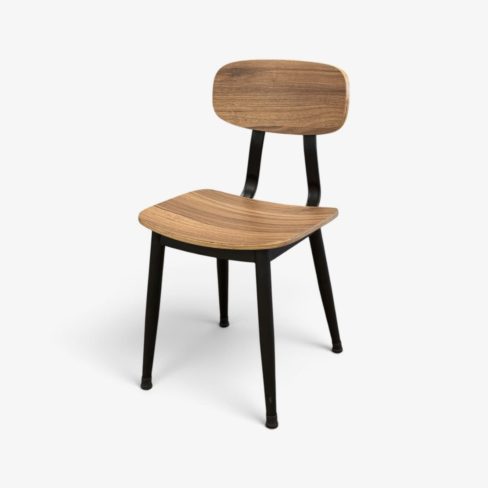 Black Walnut Plywood Seat and Back Metal Restaurant Chair