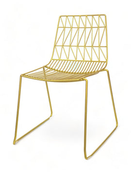 Stackable Metal Wire Restaurant Chair – Gold