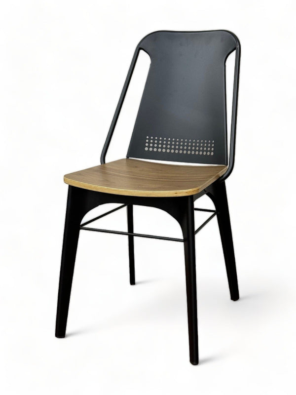 Black Metal Restaurant Chair with Plywood Seat