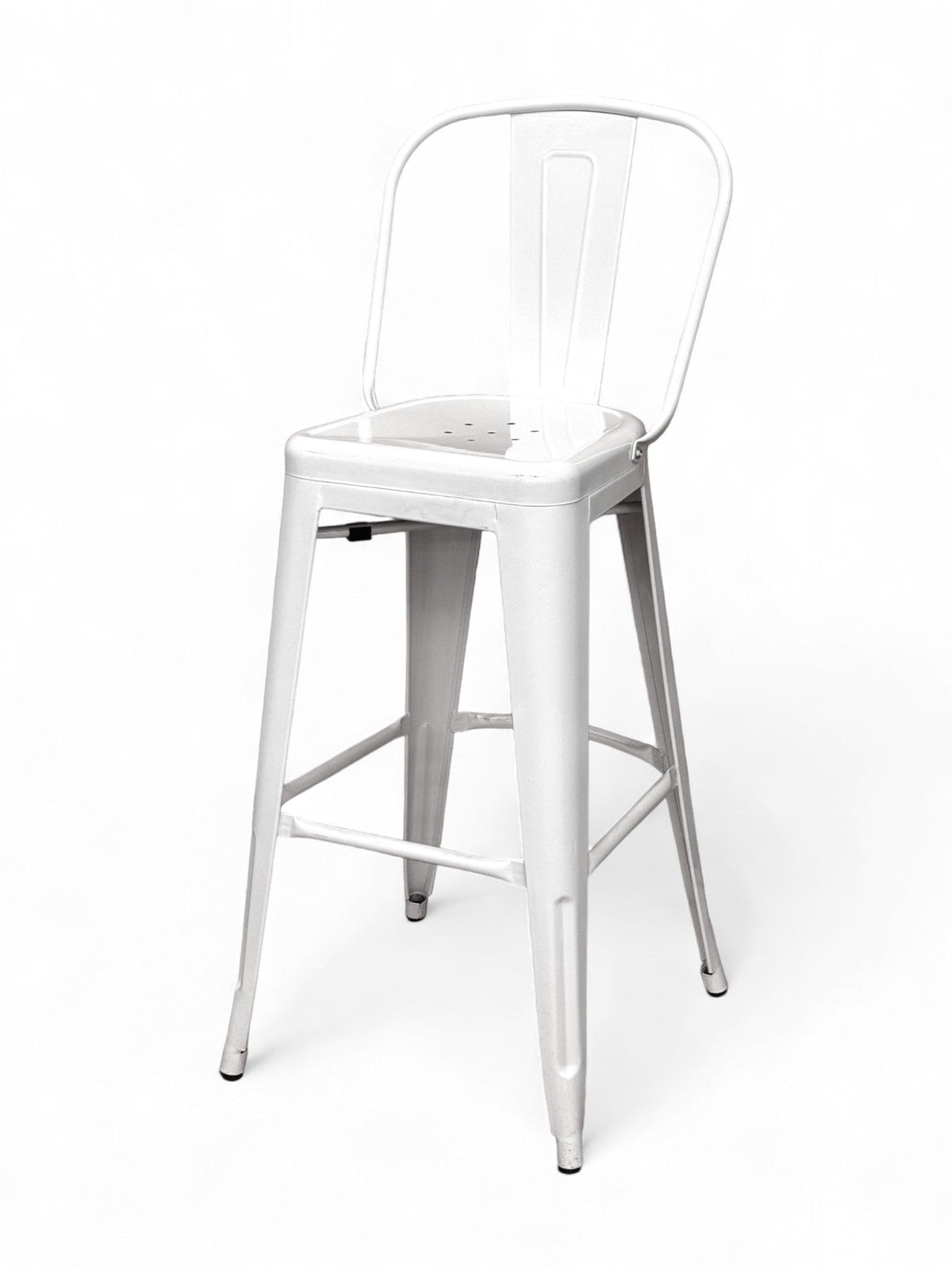 Metal Restaurant Barstool with Backrest – White