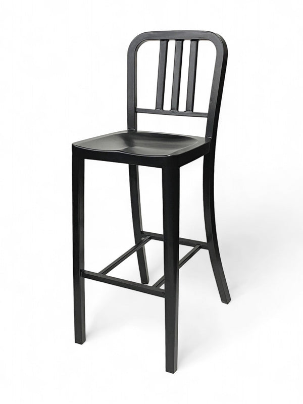 Black Metal Navy-Style Restaurant Barstool