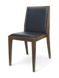Upholstered Aluminum Restaurant Chair with Wood-Grain Frame – Walnut Frame / Black Vinyl