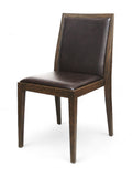 Upholstered Aluminum Restaurant Chair with Wood-Grain Frame – Walnut Frame / Brown Vinyl