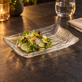 MF4-C clear rectangular glass plate with a small salad