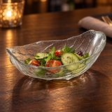 MF8-C clear oval glass bowl with a small salad