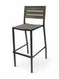 Mocha Stackable Indoor/Outdoor Barstool with Black Aluminum Frame