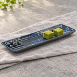 MPD213-B divided ceramic platter with matcha cake and blueberries