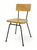 Natural solid ashwood seat and back restaurant chair with metal frame