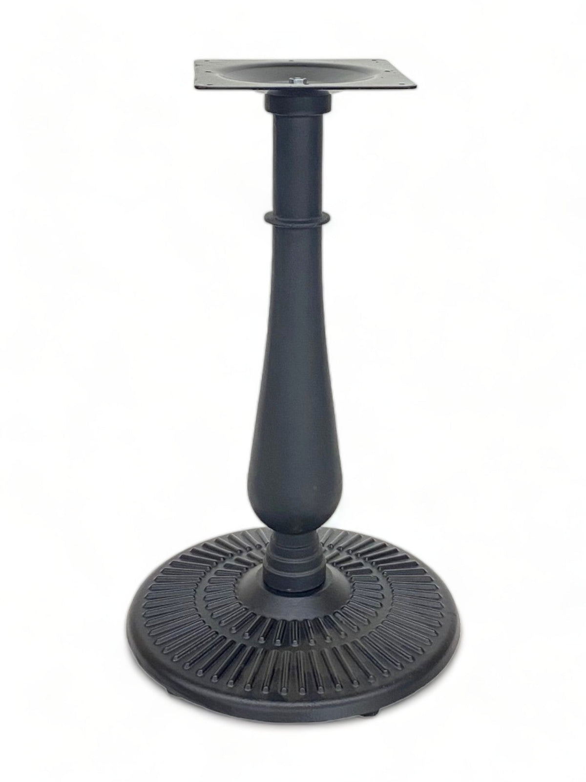 Black Cast Iron Ornamental Pan-Style Table Base – OM17R – 28-inch dining height