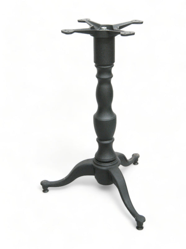 Black Cast Iron Three-Prong Ornamental Table Base – 28" Dining Height